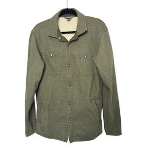 Eddie Bauer Mens M TALL Green Waffle Sherpa Lined Shacket gorpcore normcore‎